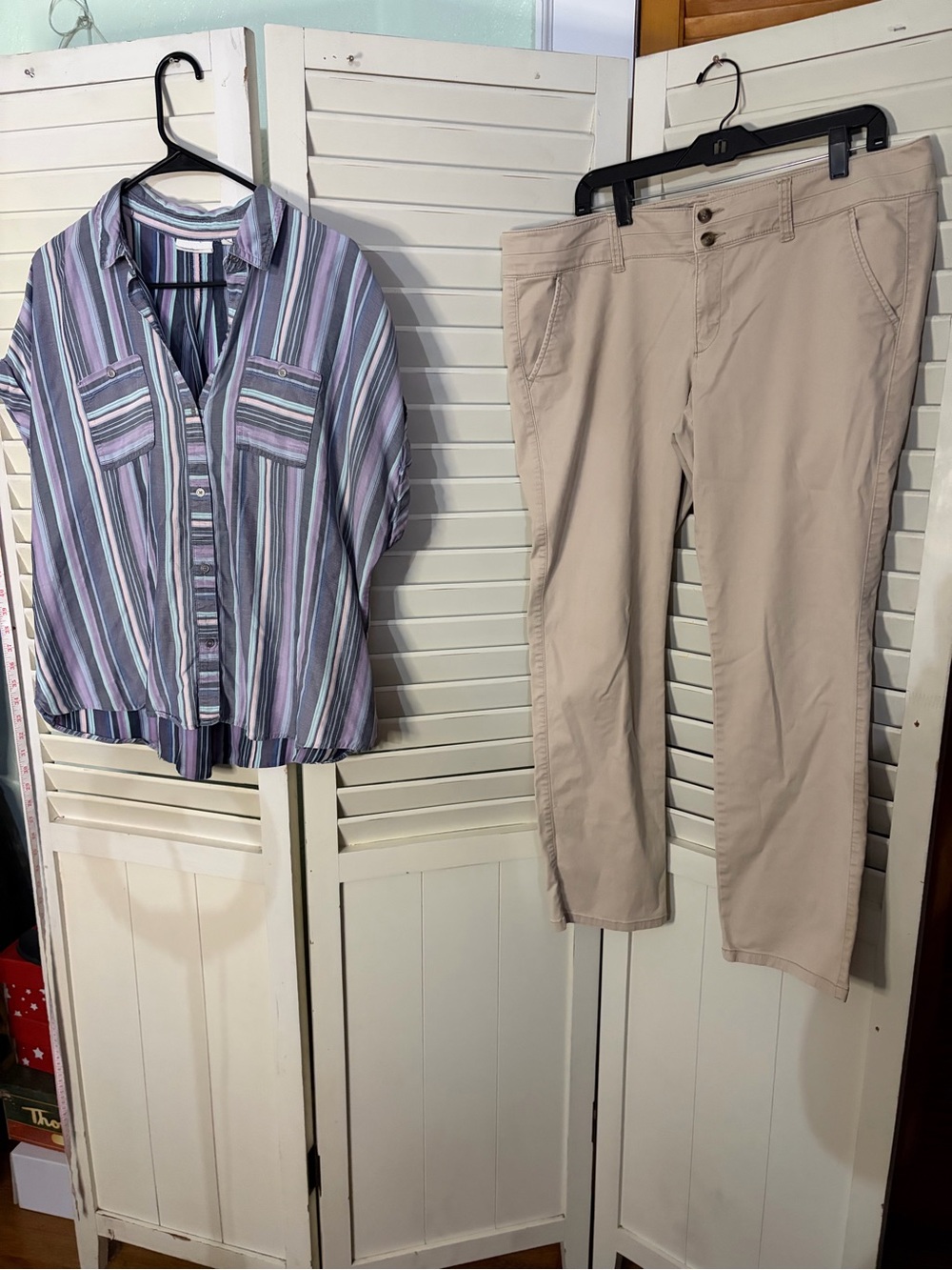 Two piece outfit including American Eagle khakis and a Westbound top